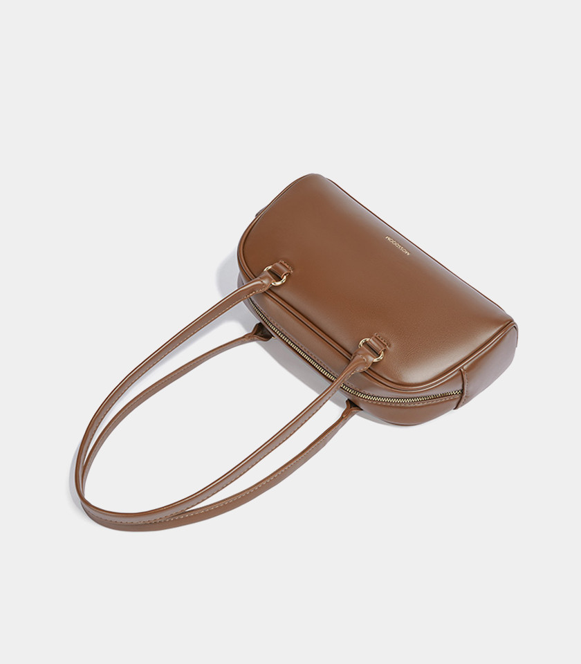 MOSSDOOM FIONA shoulder bag, Coffee color, front view with pockets.