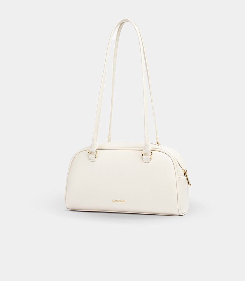 MOSSDOOM FIONA shoulder bag, Ivory color, front view with pockets.