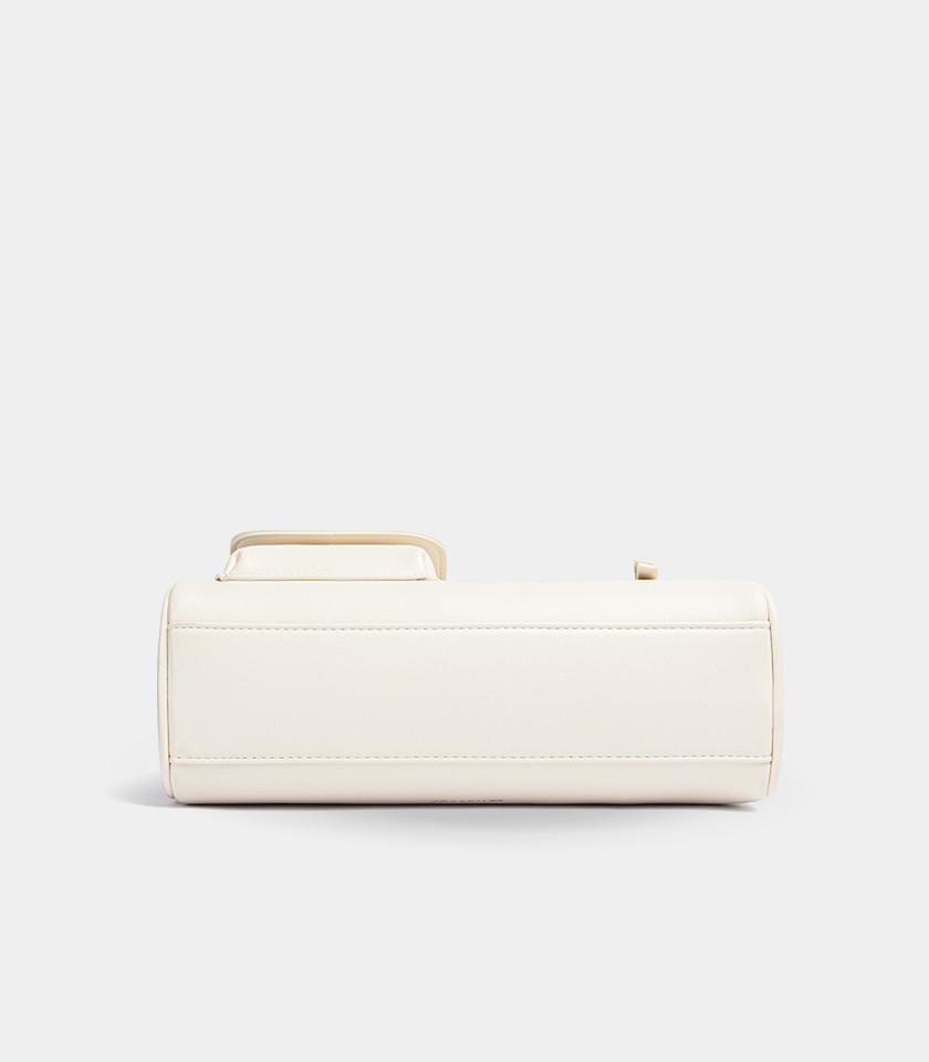 MOSSDOOM FIONA shoulder bag, Ivory color, front view with pockets.