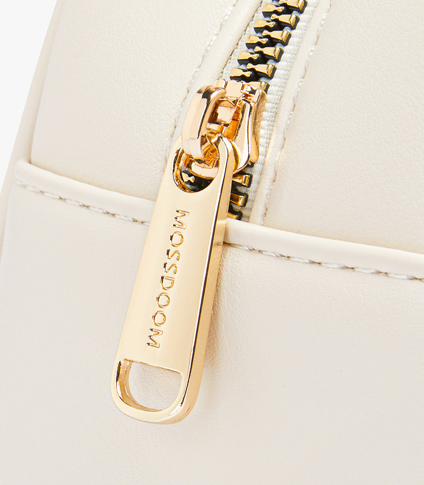 MOSSDOOM FIONA shoulder bag, Ivory color, front view with pockets.
