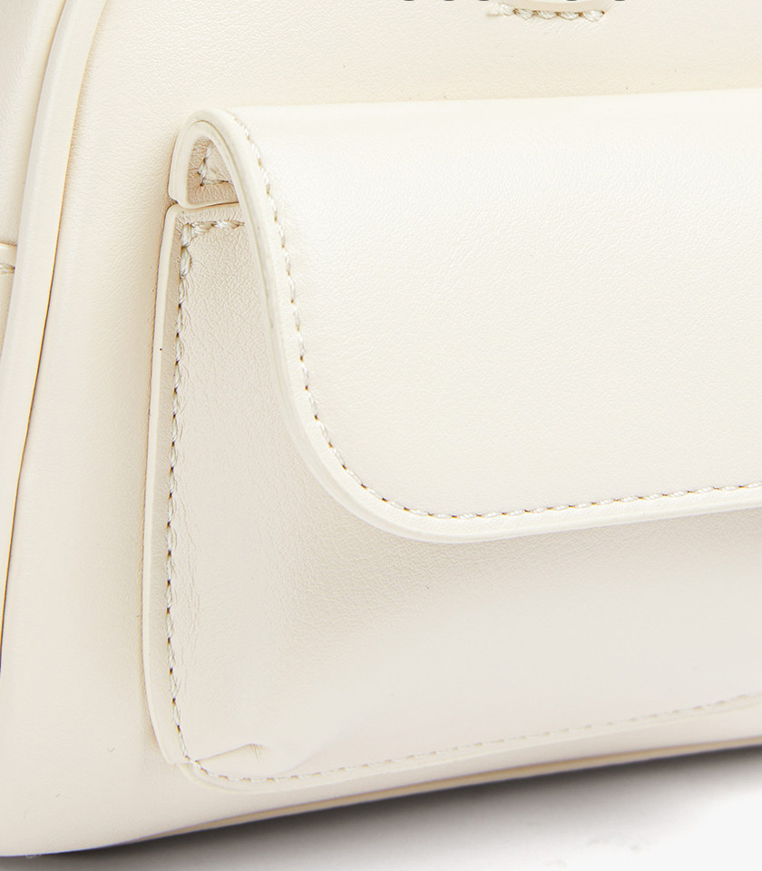 MOSSDOOM FIONA shoulder bag, Ivory color, front view with pockets.