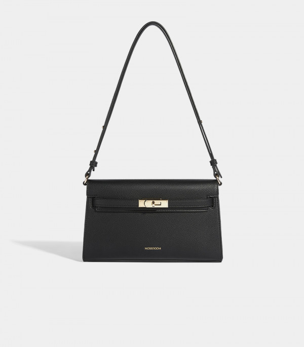 MOSSDOOM JUNIA shoulder bag, Black Color, front view.