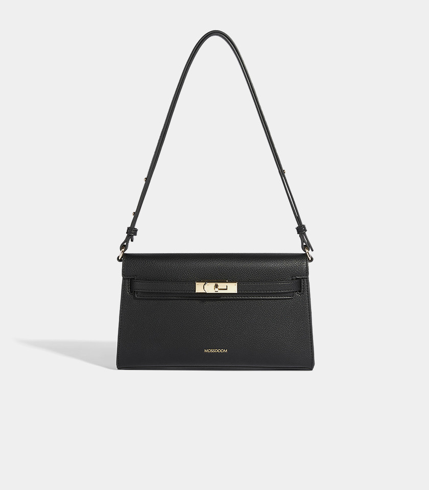 MOSSDOOM JUNIA shoulder bag, Black Color, front view.