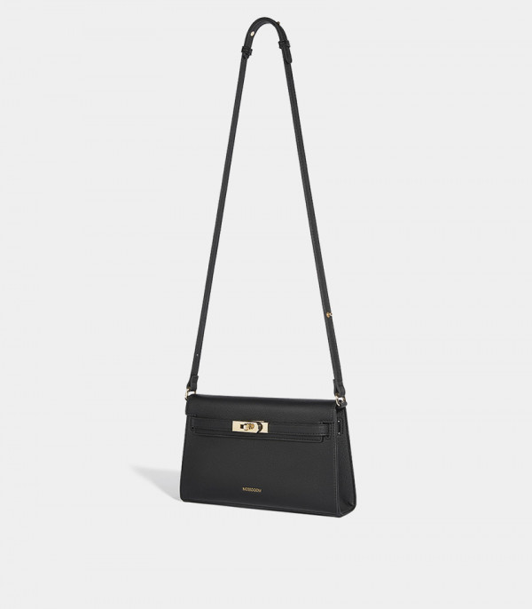 MOSSDOOM JUNIA shoulder bag, Black Color, with its shoulder strap.