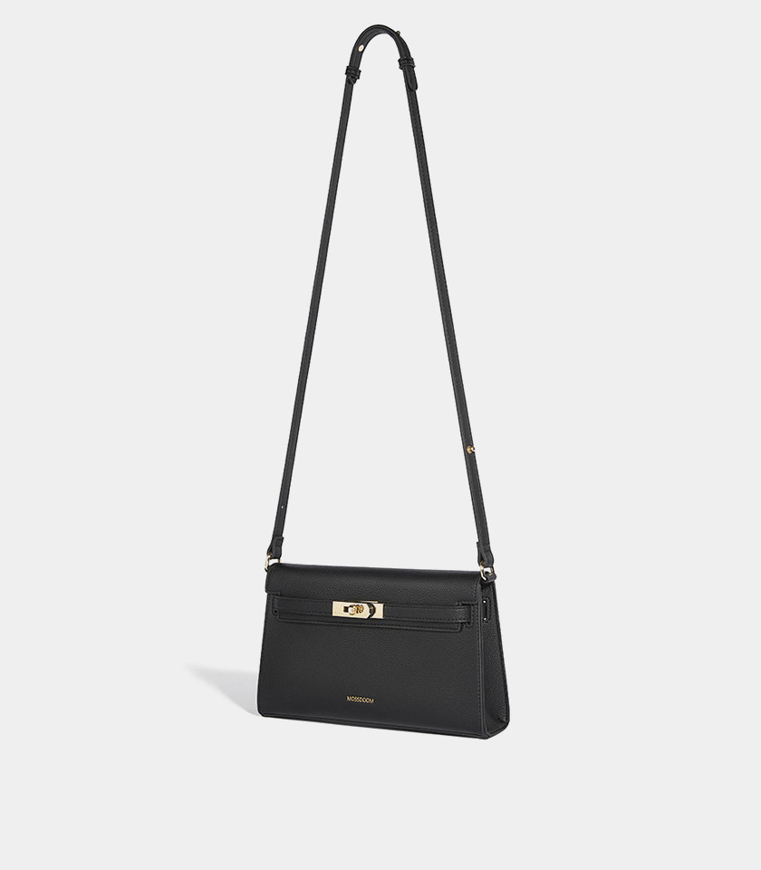 MOSSDOOM JUNIA shoulder bag, Black Color, front view.