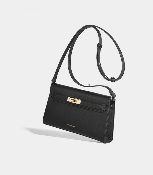 MOSSDOOM JUNIA shoulder bag, Black Color, three-quarter view.