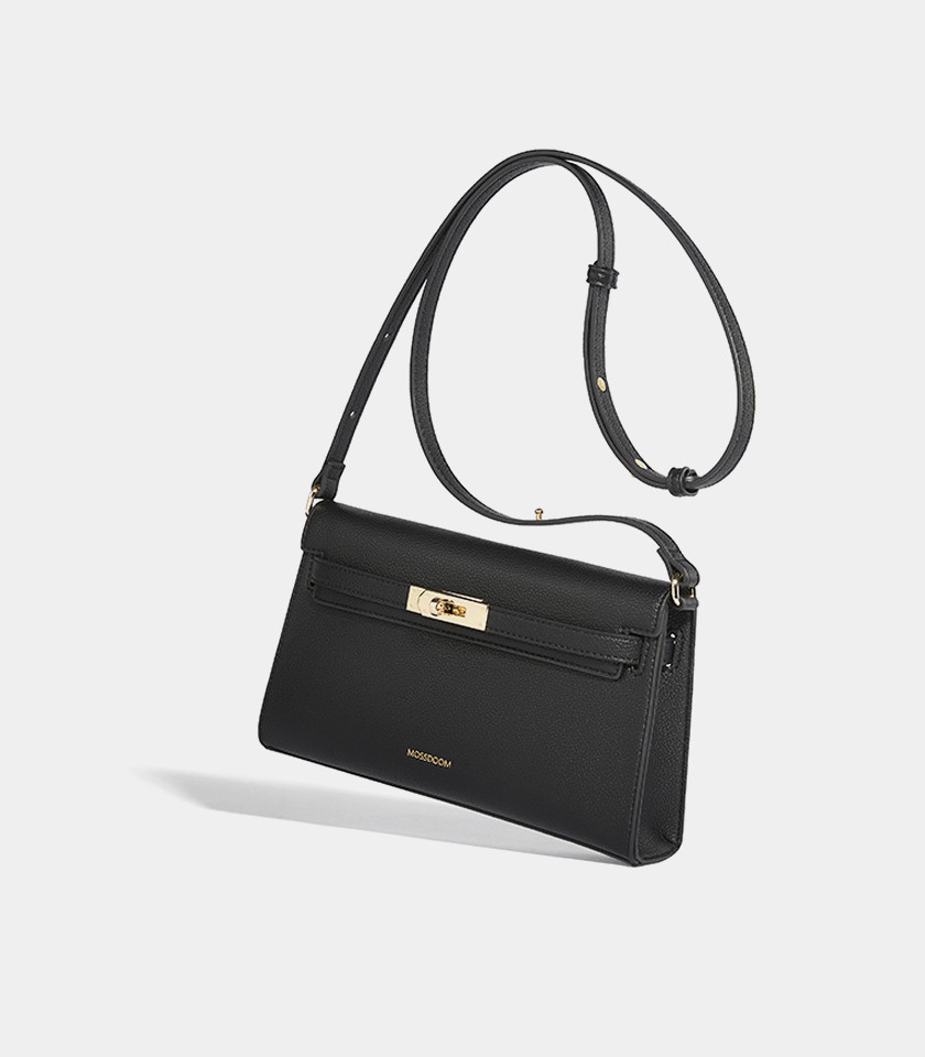 MOSSDOOM JUNIA shoulder bag, Black Color, front view.