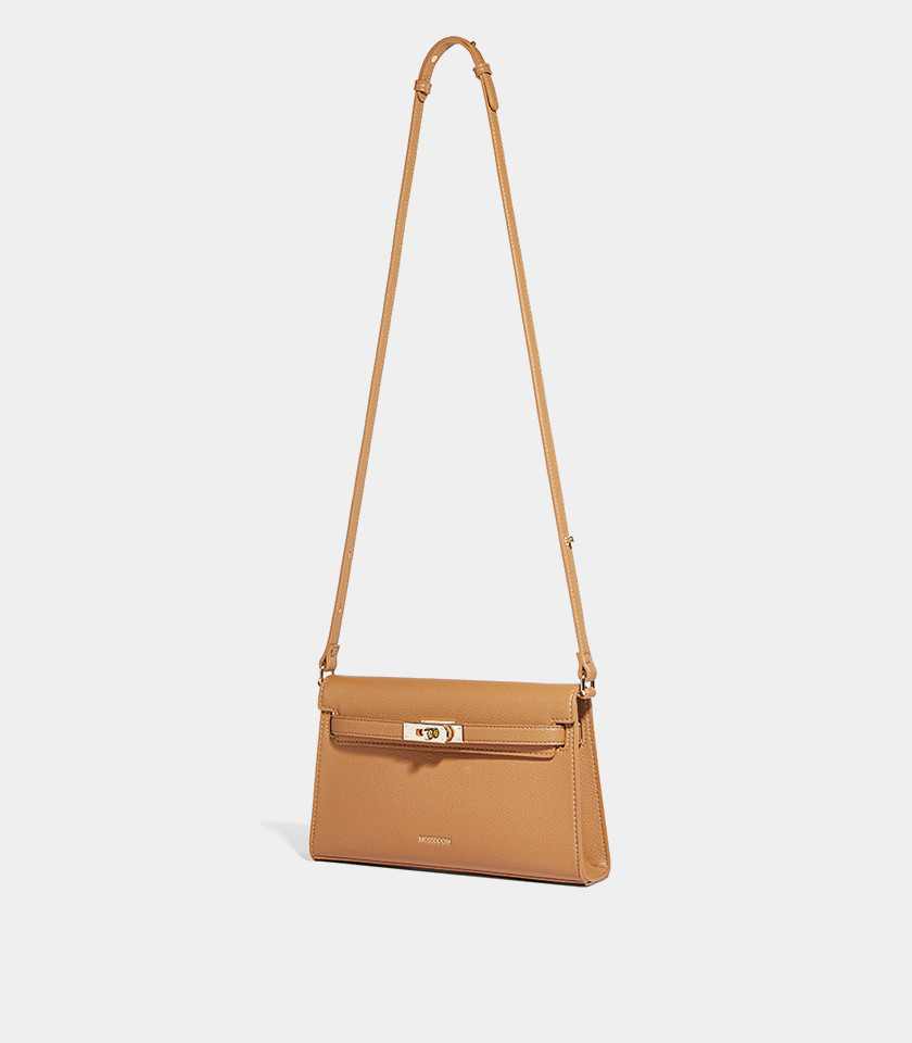 Bolsa de ombro MOSSDOOM JUNIA cor Caramelo, vista frontal.