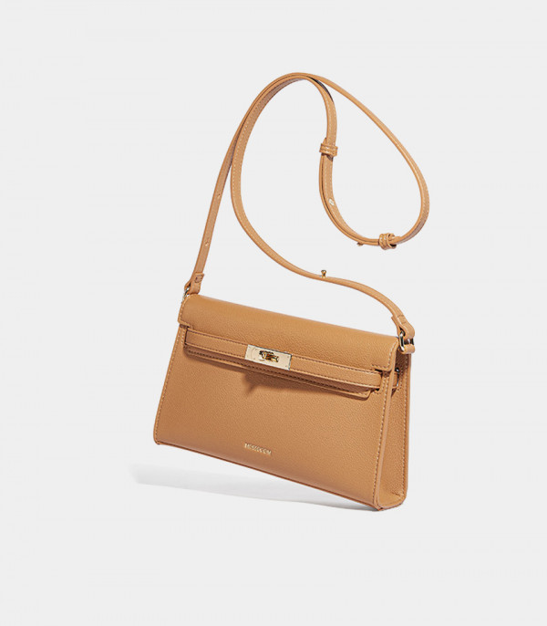 Sac porté épaule MOSSDOOM JUNIA Couleur Camel, vue de trois-quarts.
