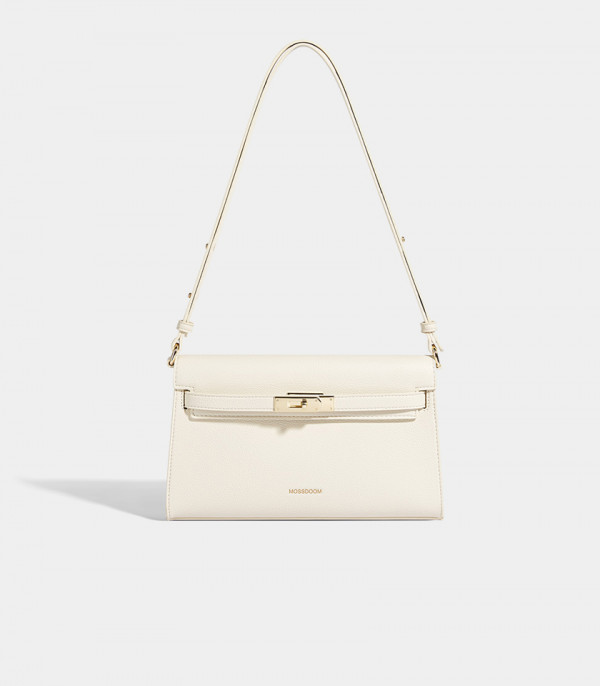 MOSSDOOM JUNIA shoulder bag, Ivory Color, front view.