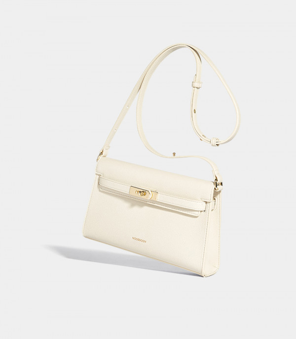 MOSSDOOM JUNIA shoulder bag, Ivory Color, three-quarter view.