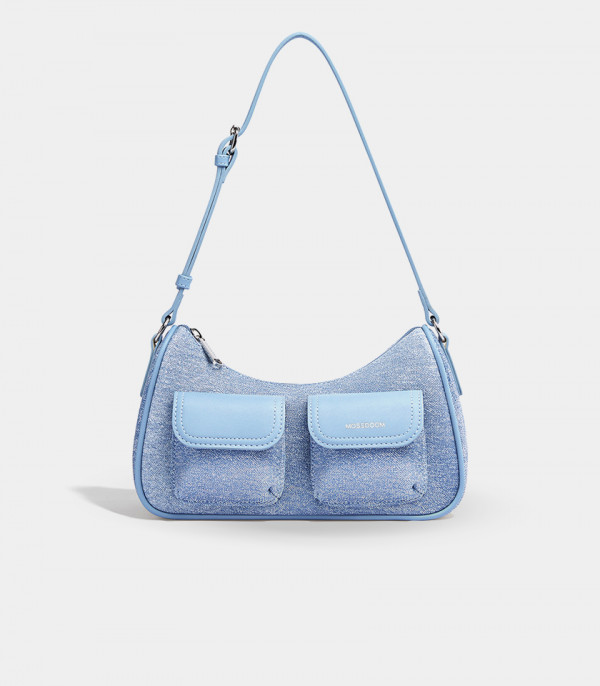 MOSSDOOM LIORA shoulder bag, Blue Jean Color, three-quarter view.