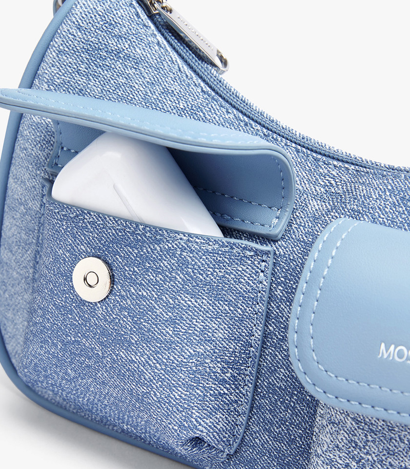 MOSSDOOM LIORA shoulder bag, Blue Jean Color, three-quarter view.