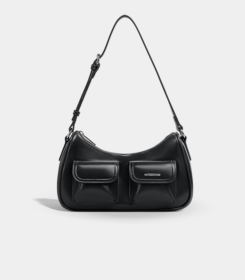 MOSSDOOM LIORA shoulder bag, Black Color, front view.