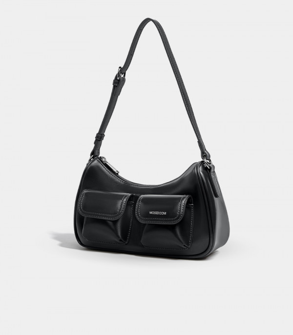 Sac porté épaule MOSSDOOM LIORA Couleur Noir, vue de trois-quarts.