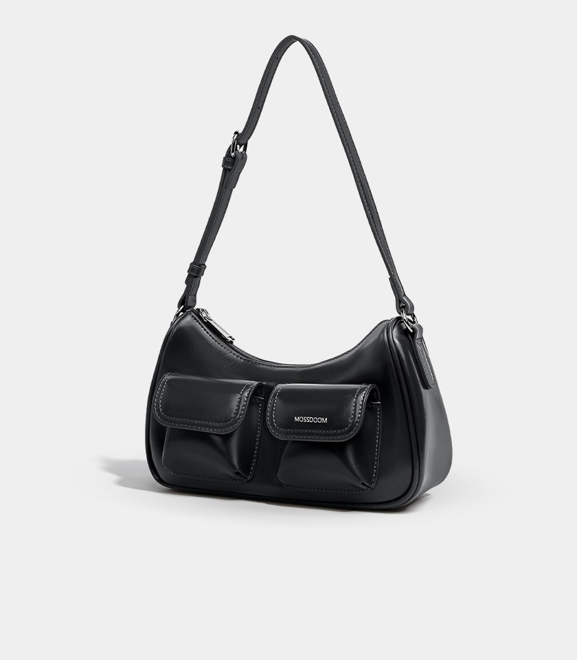 MOSSDOOM LIORA shoulder bag, Black Color, front view.
