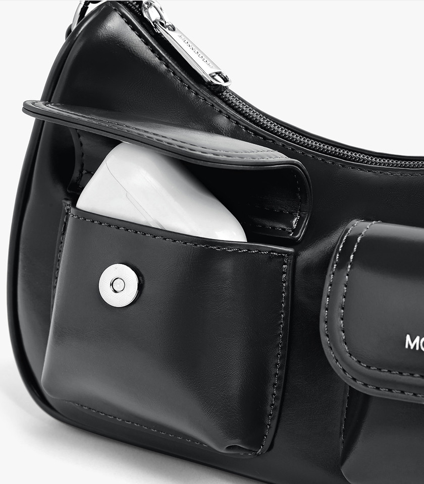 MOSSDOOM LIORA shoulder bag, Black Color, front view.