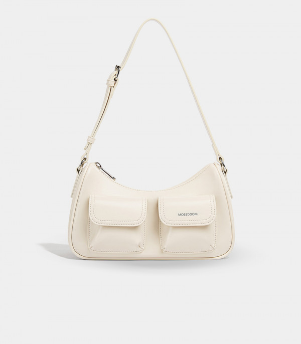 MOSSDOOM LIORA shoulder bag, Ivory Color, front view.