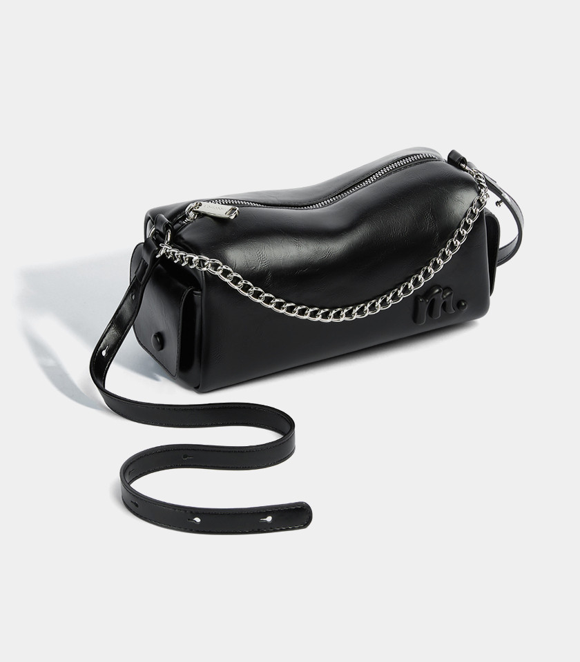 Borsa a tracolla MOSSDOOM MAELYS colore Nero, vista a tre quarti con catena.