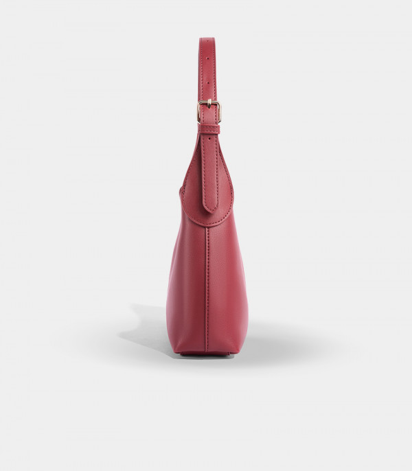 Side view of the MOSSDOOM ELOWEN shoulder bag, Burgundy Color.