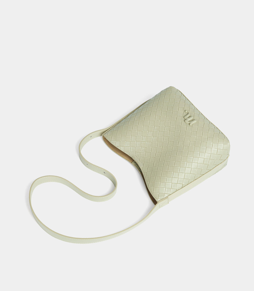 CLARANCE woven shoulder bag - MOSSDOOM Pistachio Color, front view.