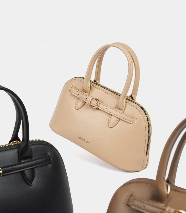Close-up on the MOSSDOOM Alaura bags in black, beige, and brown.