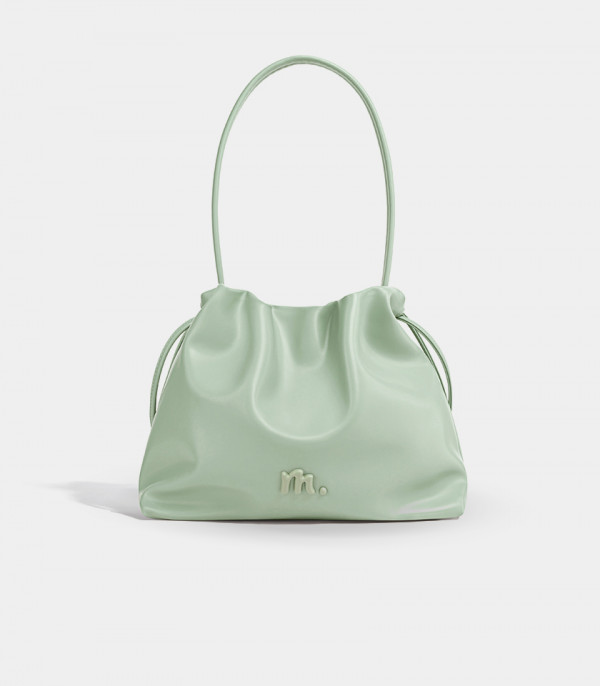 MOSSDOOM Danica seafoam green shoulder tote bag, front view.