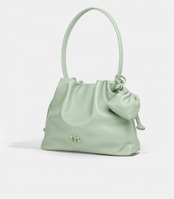 MOSSDOOM Danica seafoam green tote bag with its matching removable pouch.
