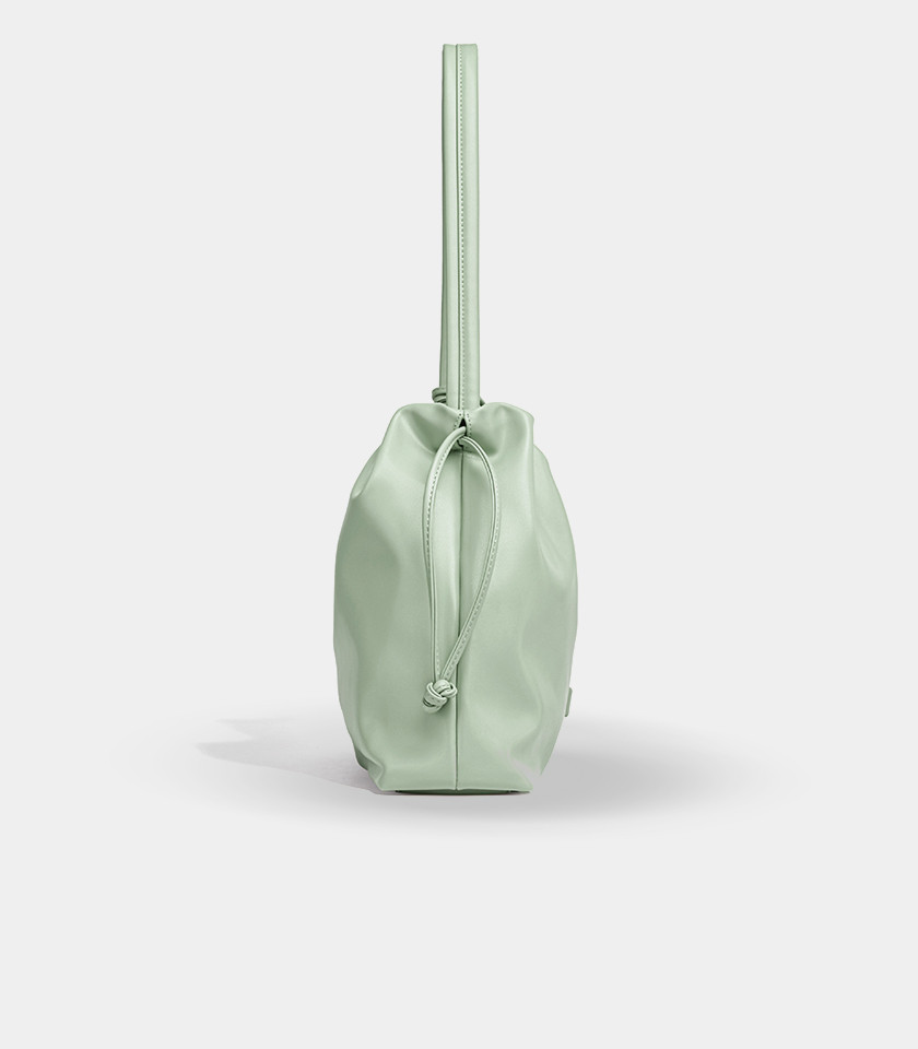 MOSSDOOM Danica seafoam green shoulder tote bag, front view.