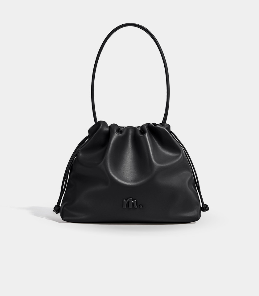 MOSSDOOM Danica black shoulder tote bag, front view.