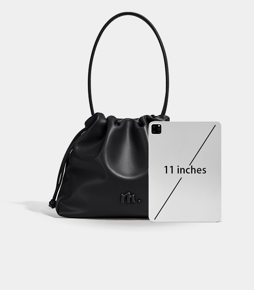 MOSSDOOM Danica black shoulder tote bag, front view.