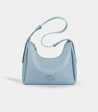MOSSDOOM Deanna sky blue vegan leather crossbody bag, front view.