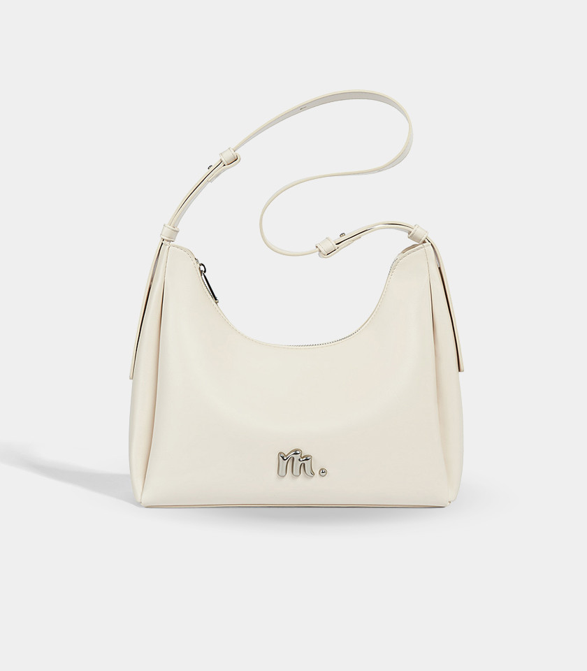 Borsa a tracolla MOSSDOOM Deanna in pelle vegana avorio, vista frontale.