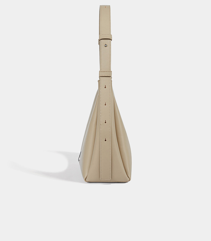 MOSSDOOM Deanna cream vegan leather crossbody bag, front view.