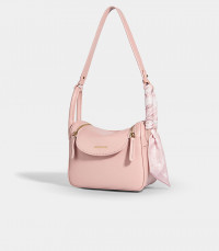 Borsa a tracolla MOSSDOOM Zenith salmone con una sciarpa decorativa sul manico.