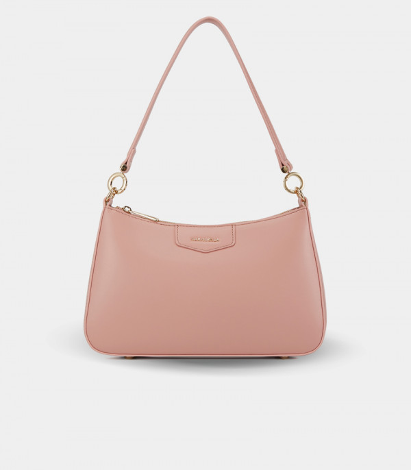 AMORETTA curved hobo bag – CHRISBELLA Salmon Color, front view.