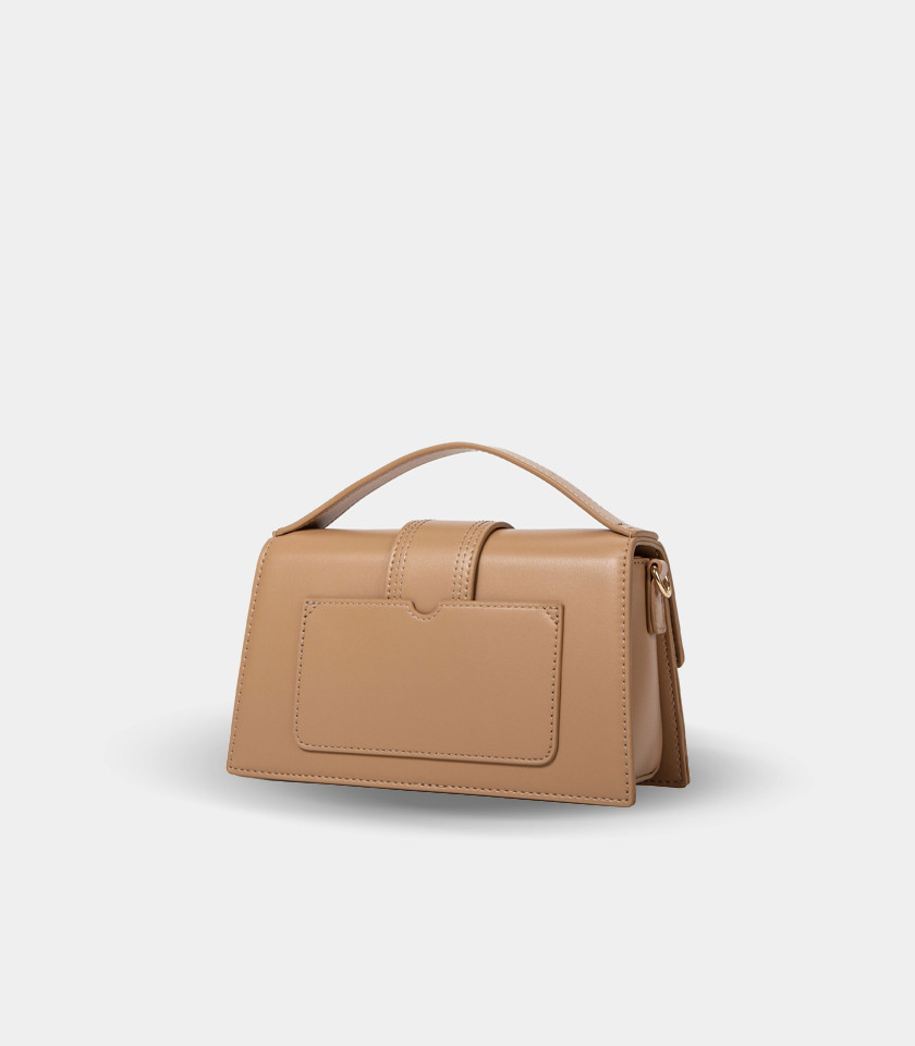 INVOLUCRO flap handbag – CHRISBELLA Cream color, front view.
