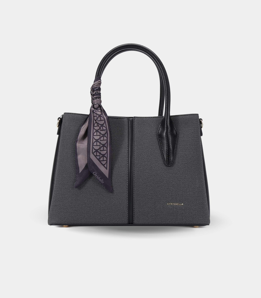 FASCINO structured handbag – CHRISBELLA Black color, with scarf.