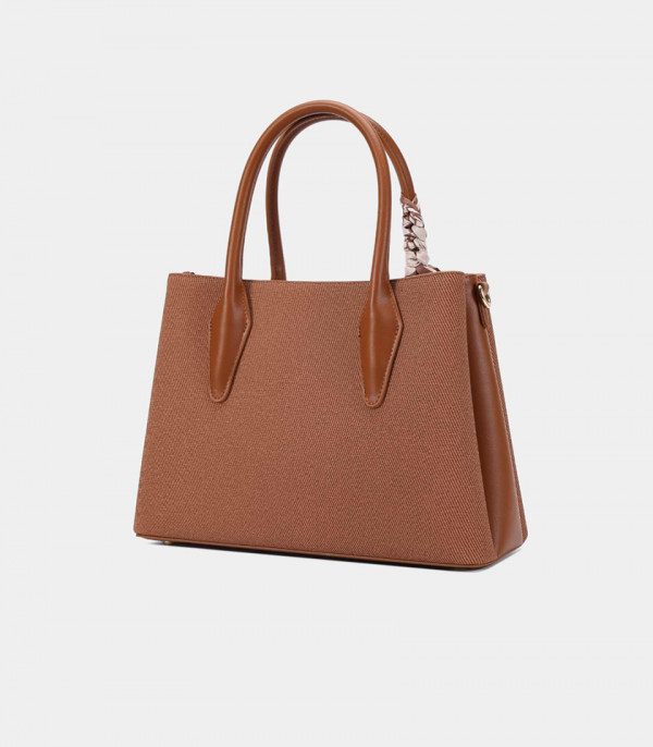 Back view of the FASCINO structured handbag – CHRISBELLA Fawn color.