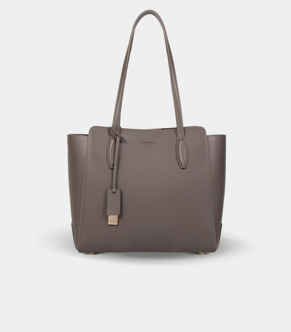 CLASSICA structured handbag – CHRISBELLA Gray color, front view.