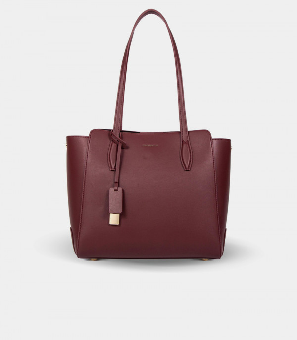 CLASSICA strukturierte Handtasche – CHRISBELLA in der Farbe Burgund, Vorderansicht.