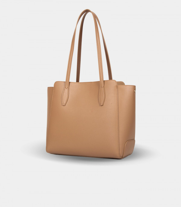 Back view of the CLASSICA structured handbag – CHRISBELLA Cream color.