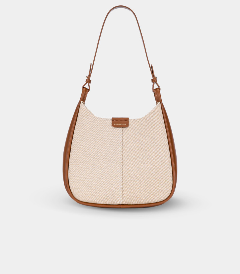 Borsa a mano strutturata CLASSICA – CHRISBELLA colore Crema, vista frontale.