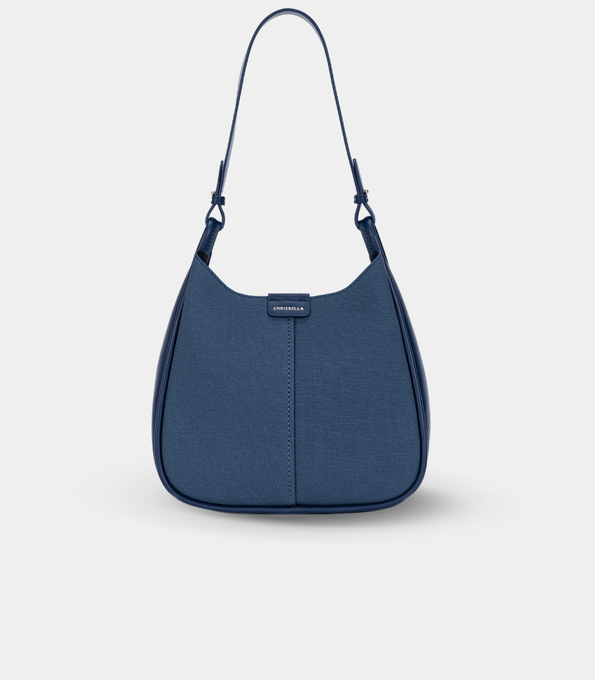 Borsa a mano strutturata CLASSICA – CHRISBELLA colore Marino, vista frontale.