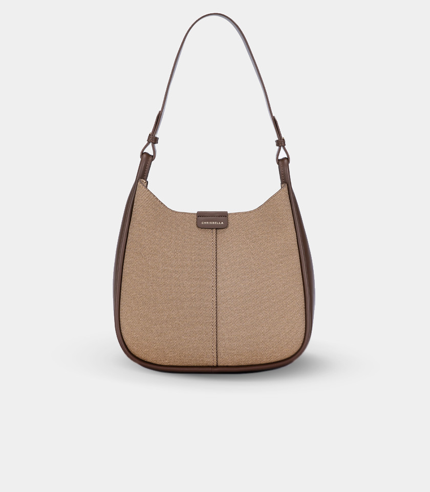 Borsa a mano strutturata CLASSICA – CHRISBELLA colore Caffè, vista frontale.