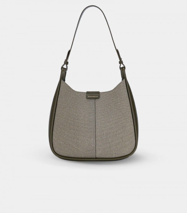 CLASSICA structured handbag – CHRISBELLA Khaki color, front view.