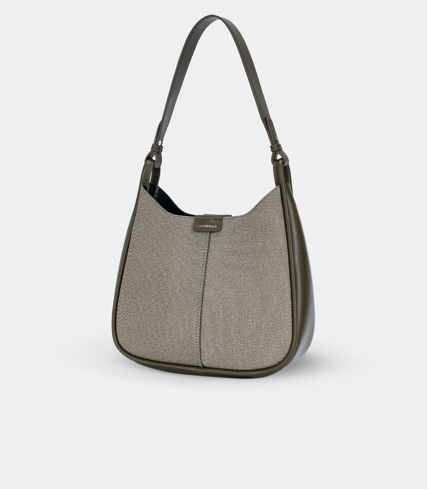 Borsa a mano strutturata CLASSICA – CHRISBELLA colore Cachi, vista frontale.