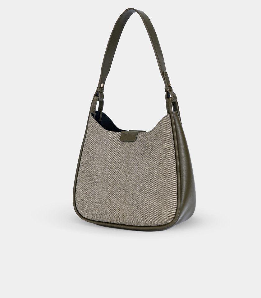 Borsa a mano strutturata CLASSICA – CHRISBELLA colore Cachi, vista frontale.