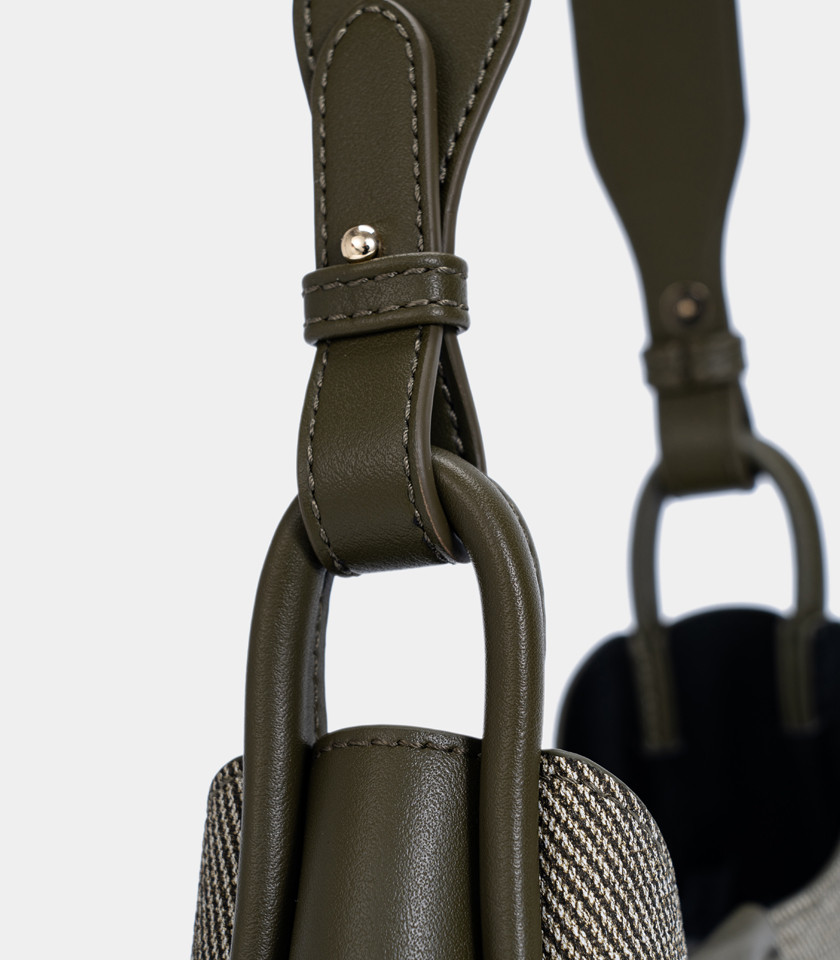 Borsa a mano strutturata CLASSICA – CHRISBELLA colore Cachi, vista frontale.