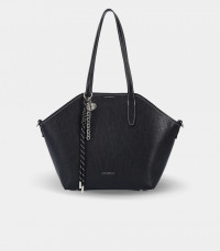 Tote bag TRAPEZIO – CHRISBELLA couleur Noir, vue de face avec breloque.